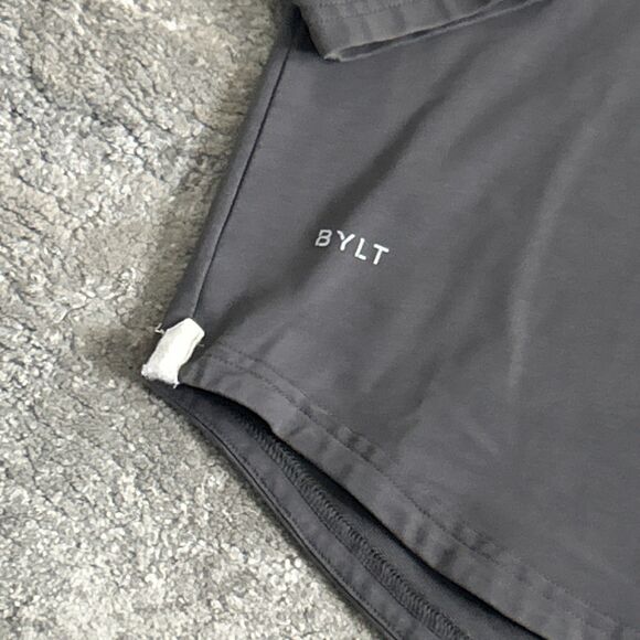 BYLT Hoodie Shirt Mens Large Drop Cut L/S Hooded Henley Lux Gray Cotton - Picture 4 of 8